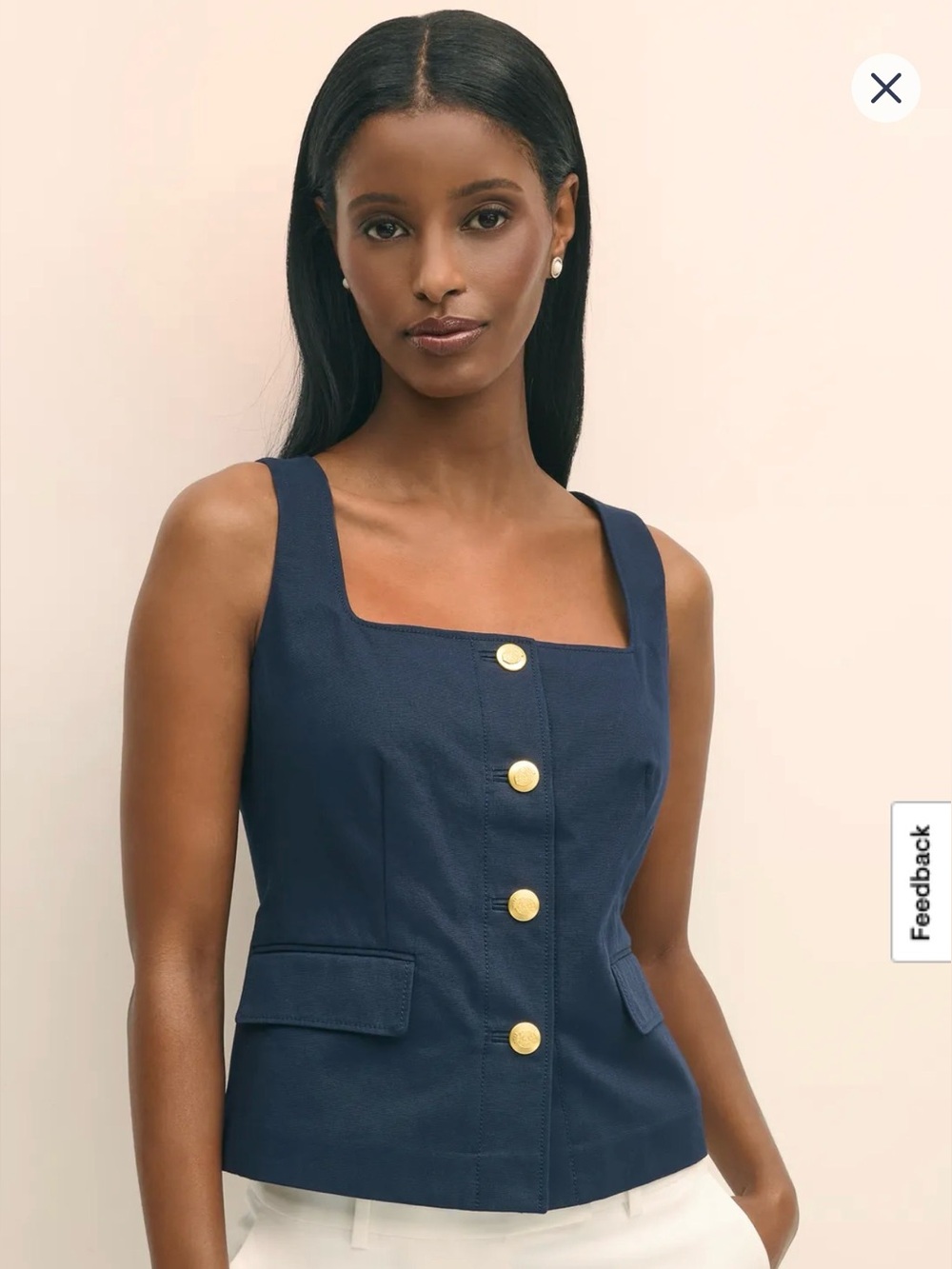 NWT Brooks Brothers Navy Blue Cotton Faille Square Neck Vest - Size 10